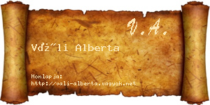 Váli Alberta névjegykártya